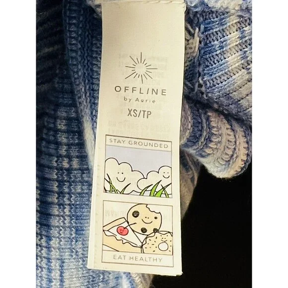 Aerie Offline 1/4 Zip Pullover Marled Blue Size XS Excellent Condition Oversized - Picture 7 of 12